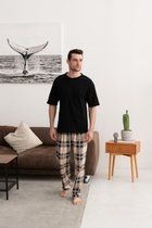 Піжама Every day бавовняна COSY (штани+футболка), 2XL клітина беж T280