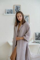 Вафельний жіночий халат COSY з шалевим коміром L лавандово-сірий (P-301/L)