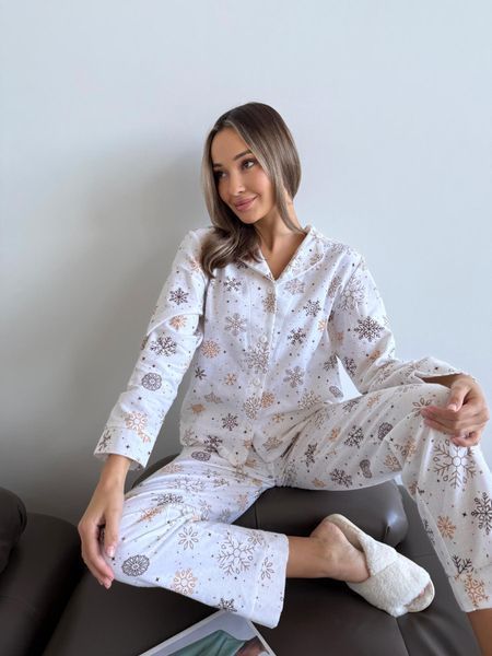 Домашня жіноча піжама COSY Сніжинки (сорочка+штани) F44PХL фото