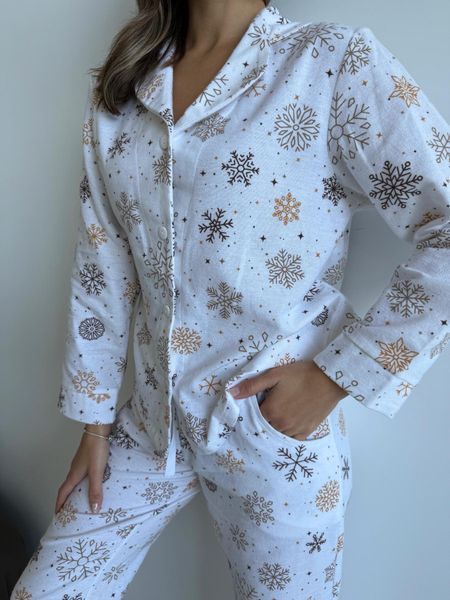 Домашня жіноча піжама COSY Сніжинки (сорочка+штани) F44PХL фото