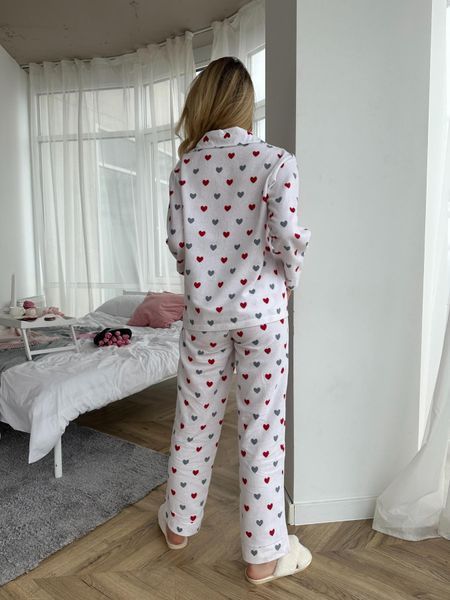 Домашня жіноча піжама COSY червоні серця на білому (сорочка+штани) F43P2ХL фото