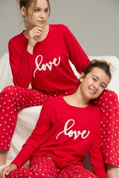 Піжама жіноча трикотажна Love, червона SS41137-АXL фото