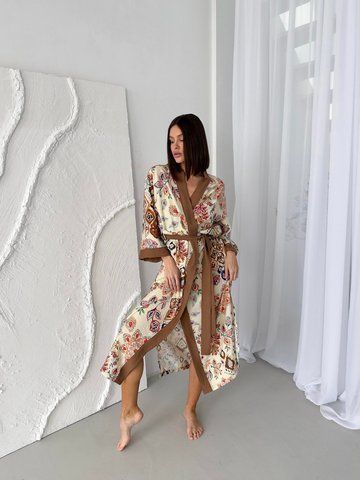 Жіночий халат кімоно довгий Boho Chic карамель BC22XL/3XL фото