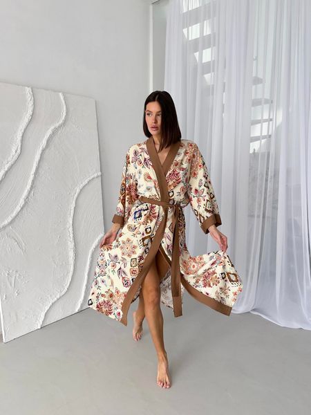 Жіночий халат кімоно довгий Boho Chic карамель BC22XL/3XL фото