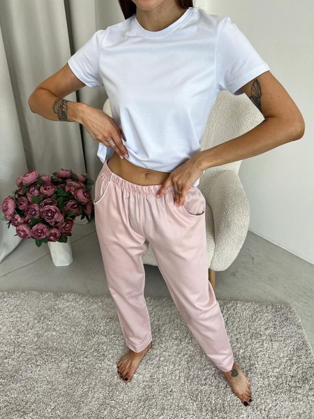 Піжамні штани з сатину Pearl COSY пильна пудра SP100/2L фото