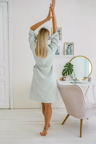 Вафельний халат COSY Жіночий шаль м'ятний 3032XL фото