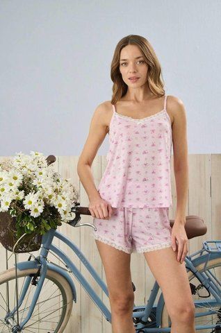 Жіноча піжама "Bliss" (шорти+майка) метелики, рожева PJ2780-102XL фото