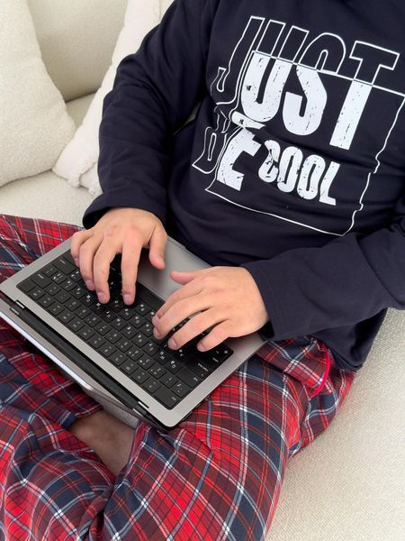Піжама чоловіча тепла Just be COOL (штани+лонгслів) прінт, клітина червоно-синя KMW073XL фото
