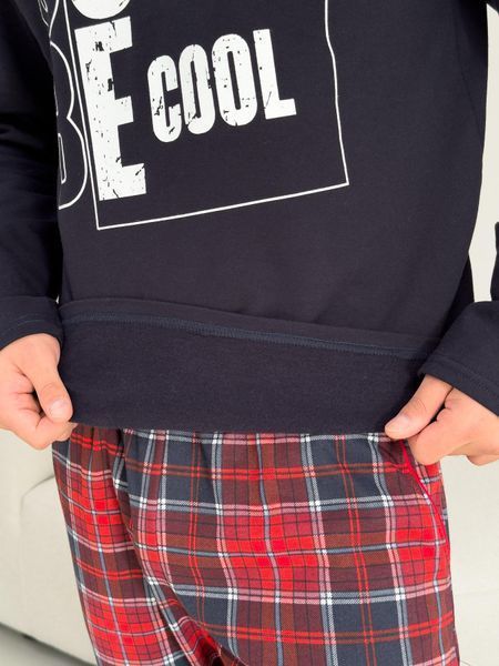 Піжама чоловіча тепла Just be COOL (штани+лонгслів) прінт, клітина червоно-синя KMW073XL фото