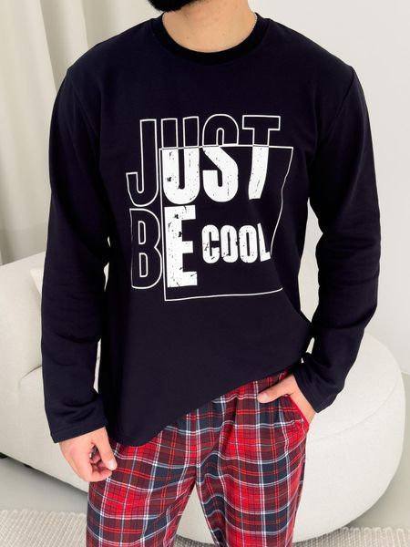 Піжама чоловіча тепла Just be COOL (штани+лонгслів) прінт, клітина червоно-синя KMW073XL фото