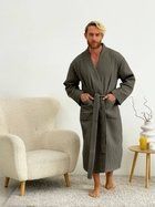 Вафельний халат чоловічий COSY кімоно без коміра L темно-сірий 821N-2