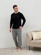 Домашня піжама для чоловіків COSY із фланелі (штани+лонгслив) L клітина сіра F900P+L02
