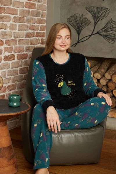 Піжама тепла жіноча з флісу полар &laquo;Live Healthy&raquo;, смарагд big size PM142266XL фото