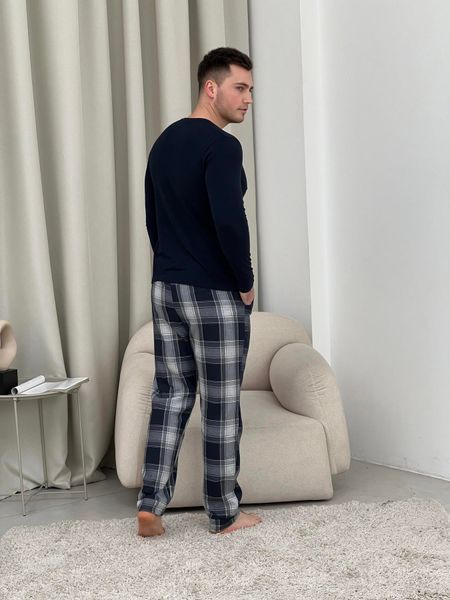 Домашній піжамний комплект для чоловіків COSY(штани+лонгслів НН) темно-синій/сірий F600PL20/13XL фото