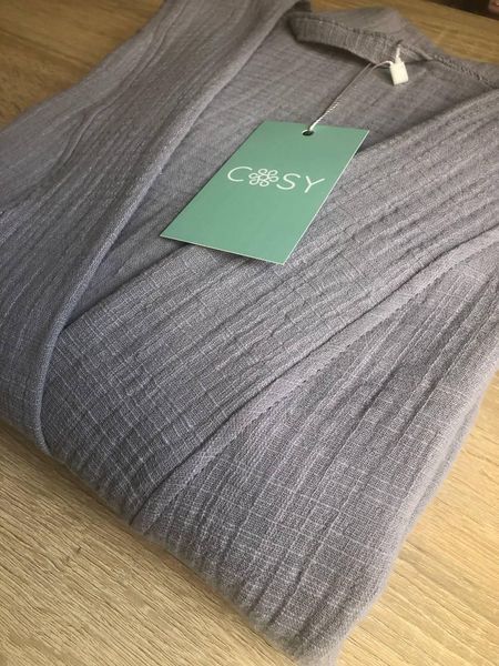 Жіночий халат COSY Duna із фактурного мусліну сірий M60WXL фото