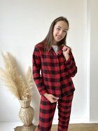 Жіноча тепла домашня піжама COSY у клітинку трійка: сорочка, штани, футболка M червоно/чорний (P-F71P+P-F01ws/M)