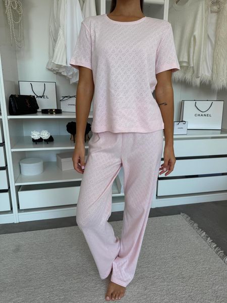 Жіночий піжамний комплект штани та футболка Rose Amour, блідо-рожевий SetPH1517L/XL фото