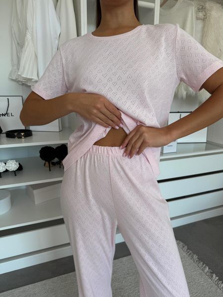 Жіночий піжамний комплект штани та футболка Rose Amour, блідо-рожевий SetPH1517L/XL фото