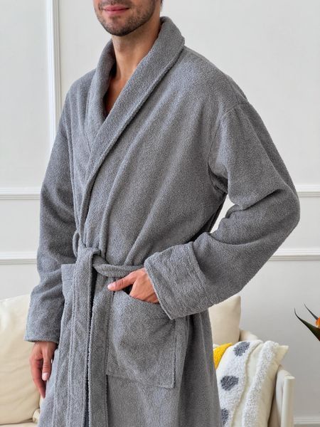 Чоловічий халат COSY махровий Fortune шаль сірий 9252XL фото
