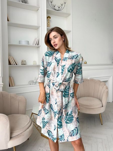 Жіночий халат COSY віскоза жатка Tropic листя S41XL фото