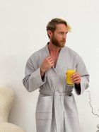 Вафельний халат чоловічий COSY кімоно без коміра 2XL сірий (P-821N/2XL)