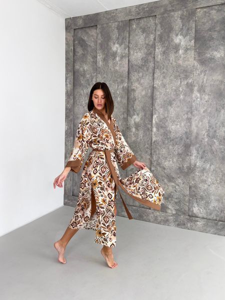 Жіночий халат кімоно довгий Boho Chic кориця BC12XL/3XL фото