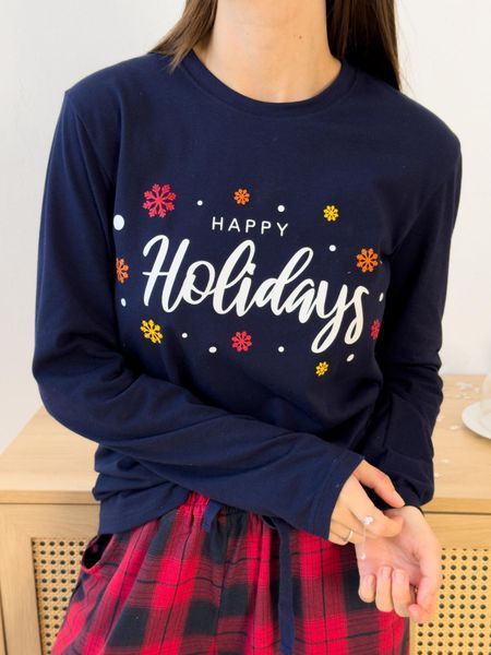 Лонгслів жіночий Happy Holidays, синій LW212XL фото
