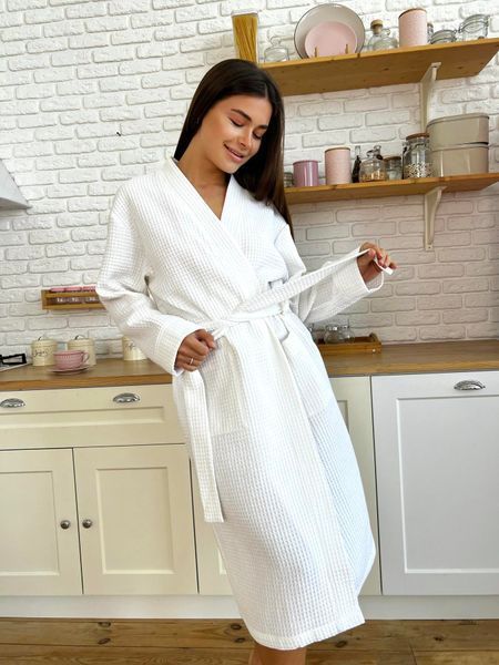Жіночий вафельний халат "Alba" COSY довгий білий FL120WL-XL фото