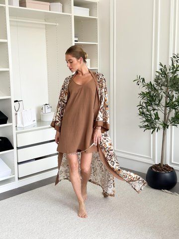 Жіночий подарунковий набір Boho (халат+сорочка) SetBC2SH01L/XL фото