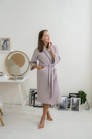 Жіночий Вафельний халат COSY шаль лаванда 301XL фото