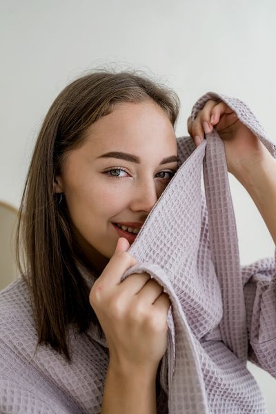 Жіночий Вафельний халат COSY шаль лаванда 301XL фото
