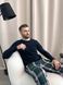 Домашня піжама для чоловіків COSY із фланелі (штани+лонгслів темно синій) в клітину синьо-зелені F800P+L04 фото 9