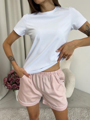 Піжамні шорти з сатину Pearl COSY пильна пудра SP100/3L фото