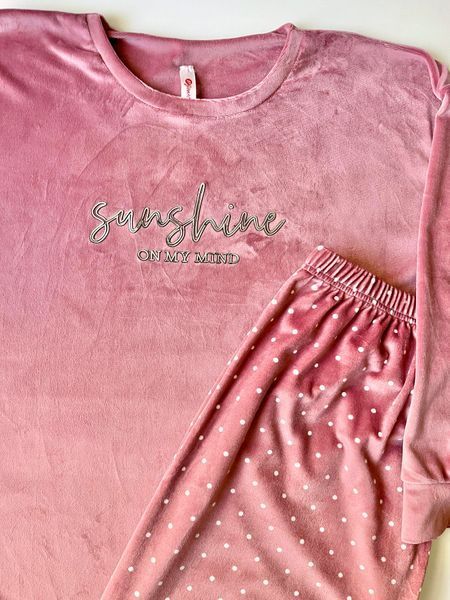Домашня жіноча піжама-костюм з велюру Sunshine, горошок PJ4230-25XL фото