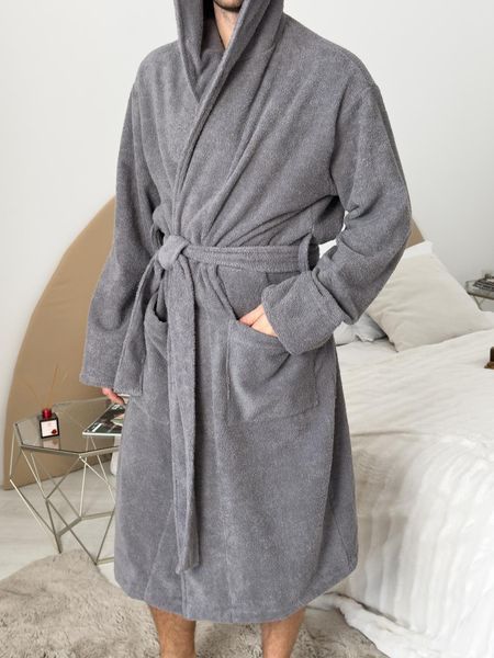 Чоловічий халат з капюшоном COSY махровий Fortune сірий 925H12XL фото