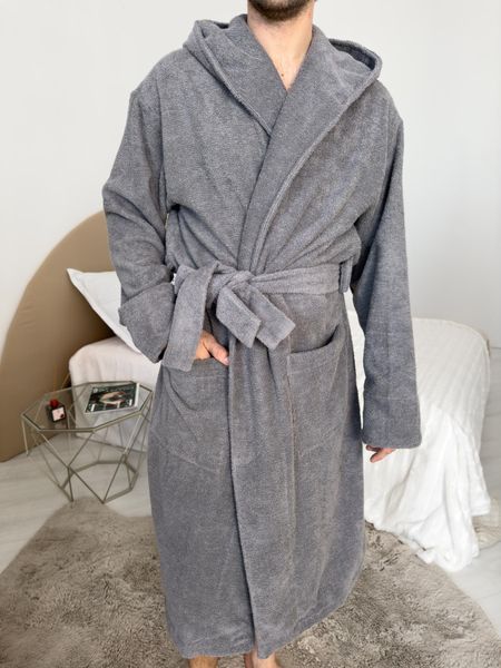 Чоловічий халат з капюшоном COSY махровий Fortune сірий 925H12XL фото
