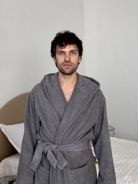 Чоловічий халат з капюшоном COSY махровий Fortune сірий 925H12XL фото