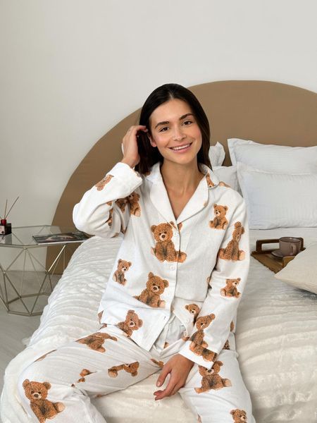 Домашня тепла жіноча піжама COSY Тедді (сорочка+штани) F46PXL фото