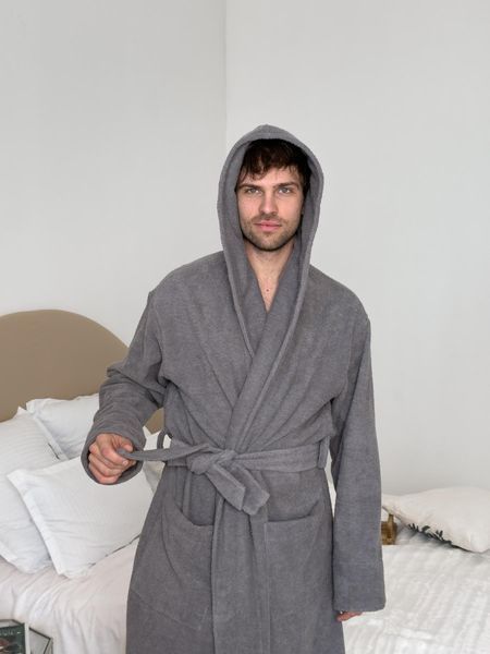 Чоловічий халат з капюшоном COSY махровий Fortune сірий 925H12XL фото