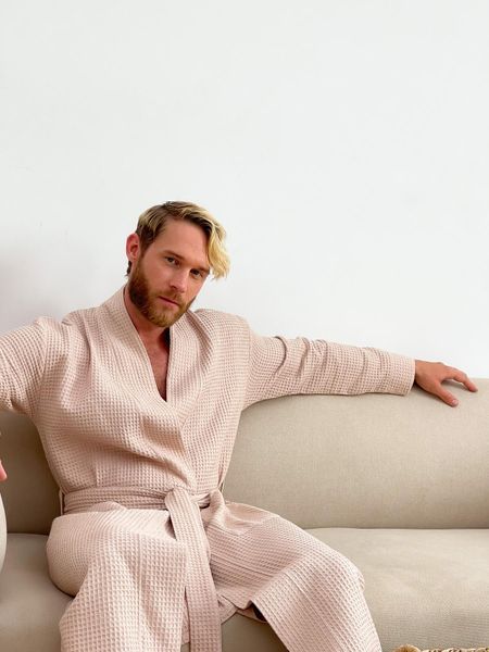 Чоловічий вафельний халат беж 822N2XL фото