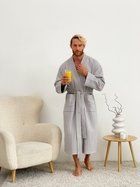 Вафельний халат чоловічий COSY кімоно без коміра 2XL сірий 821N