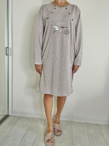 Нічна сорочка в смужку для майбутніх та годуючих мам, Лелека SB3177XL фото