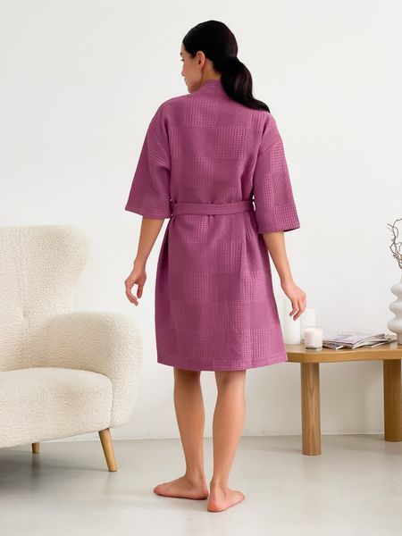 Жіночий вафельний халат кімоно COSY Мозаїка рожевий теракот 1032XL фото