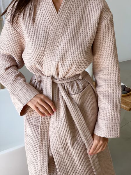 Жіночий вафельний халат COSY довгий бежевий 1222XL фото