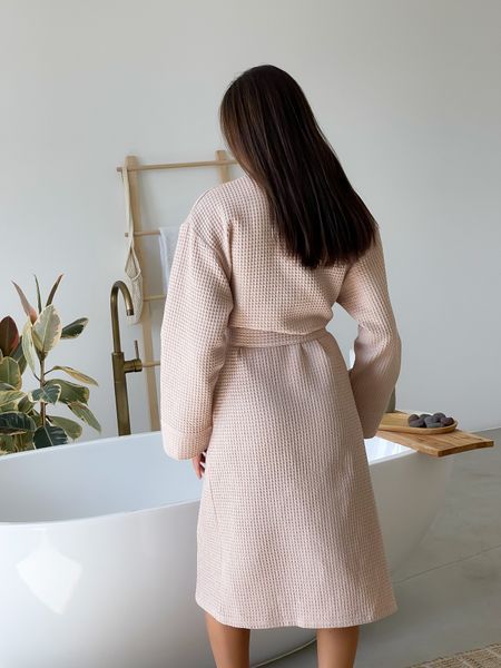 Жіночий вафельний халат COSY довгий бежевий 1222XL фото