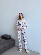Домашня жіноча піжама COSY "Норді" з оленями (сорочка+штани) XL на молочному F45P