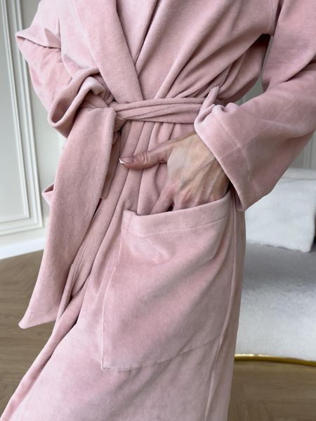 Велюровий довгий жіночий халат In Love Peach Fuzz V0112XL/3XL фото