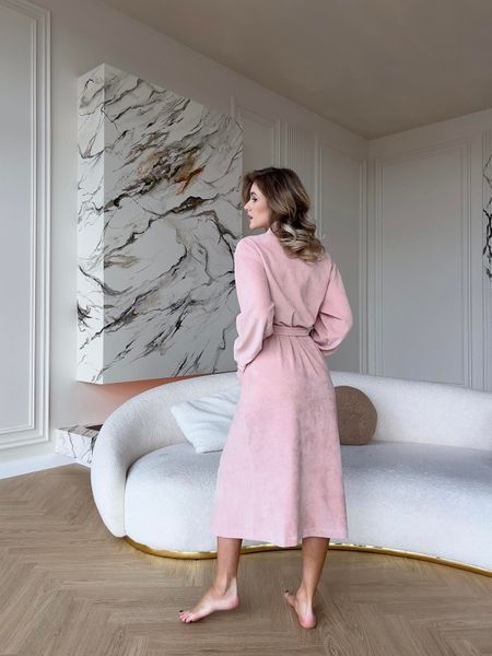 Велюровий довгий жіночий халат In Love Peach Fuzz V0112XL/3XL фото