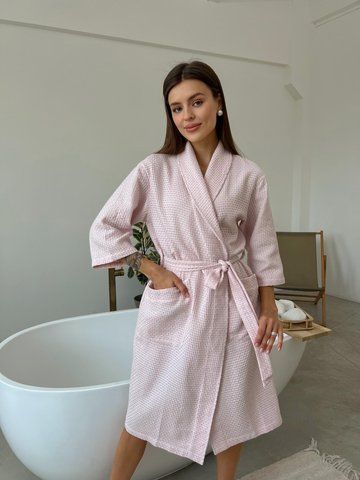 Жіночий халат COSY шаль Ланцюжок ніжно рожевий 403L фото