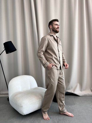 Піжама чоловіча COSY з cатину (штани+сорочка), Iced Coffee SP500/12XL фото